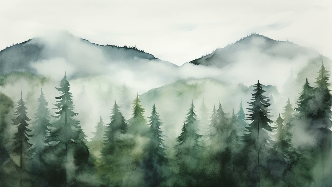 Watercolour Pines | Winter Art For Your TV