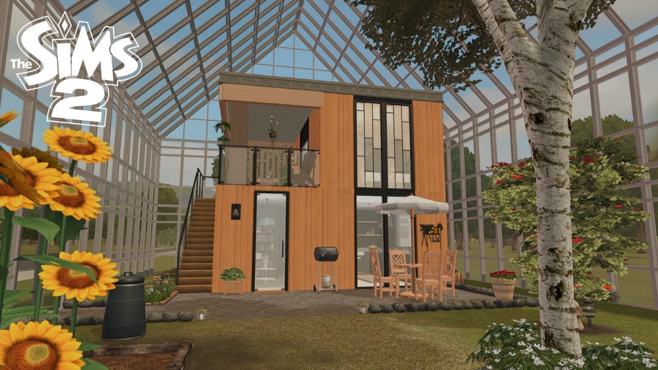 I built a house inside a greenhouse in The Sims 2