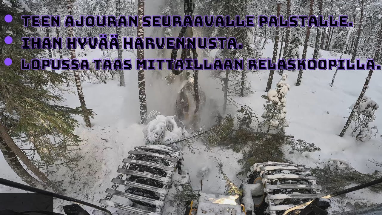 Uudelle palstalle ajouran hakkuu ja harventelua kelpo männikössä. Ponsse Scorpion K H7 AC FC