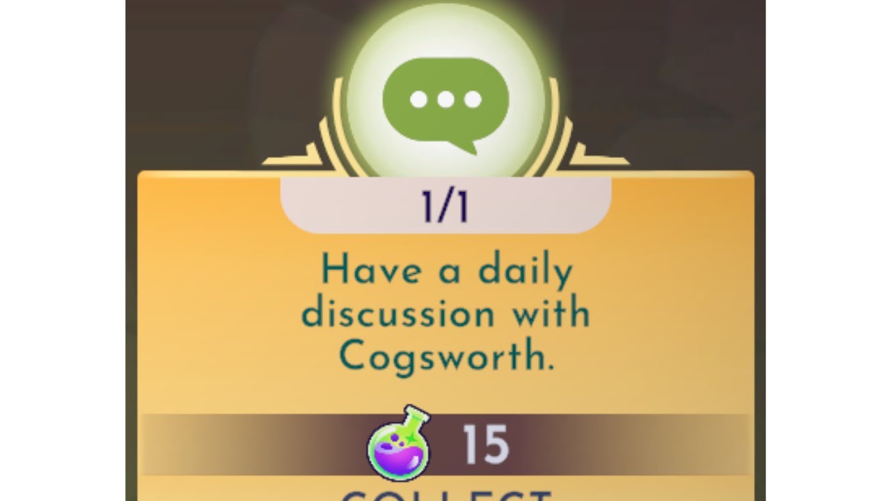 Have a daily discussion with Cogsworth - Disney Dreamlight Valley
