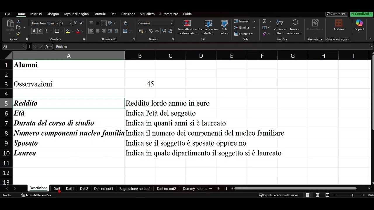 Regressione lezione 21 gennaio ALUMNI