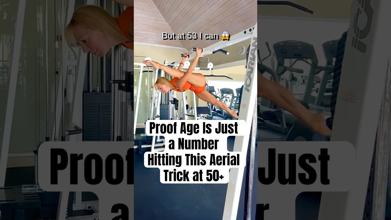 Shocking 53 year old fit strong woman performs super flexible strengthening trick