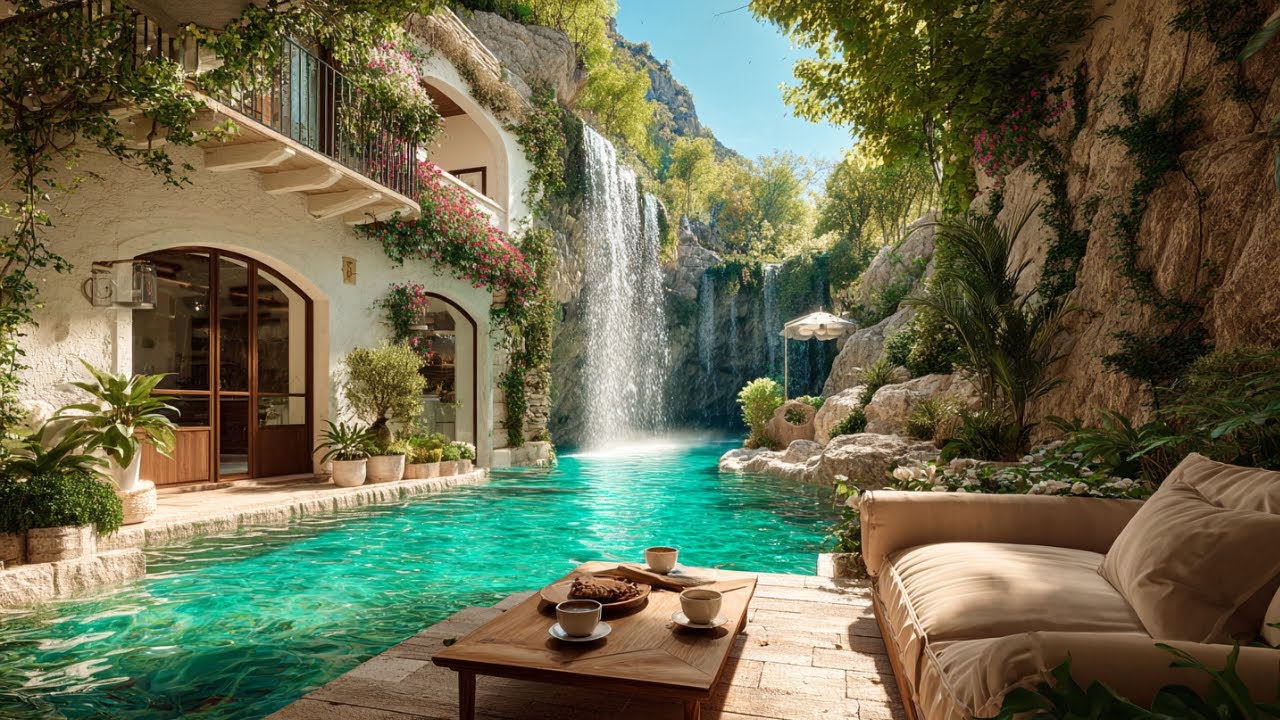 Waterfall Villa Oasis 💧🕊️ | Forest Birdsong for Focus, Study & Calm