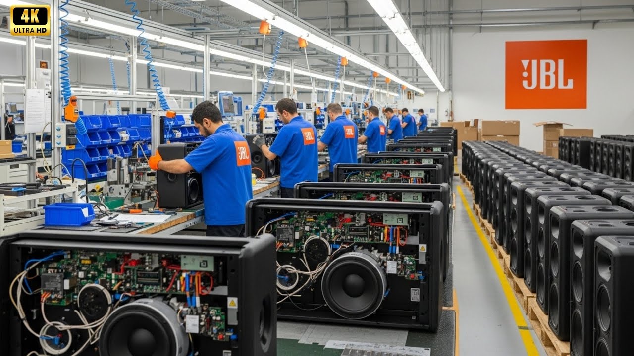 Inside the JBL factory: the production process of the Partybox 710 speaker.