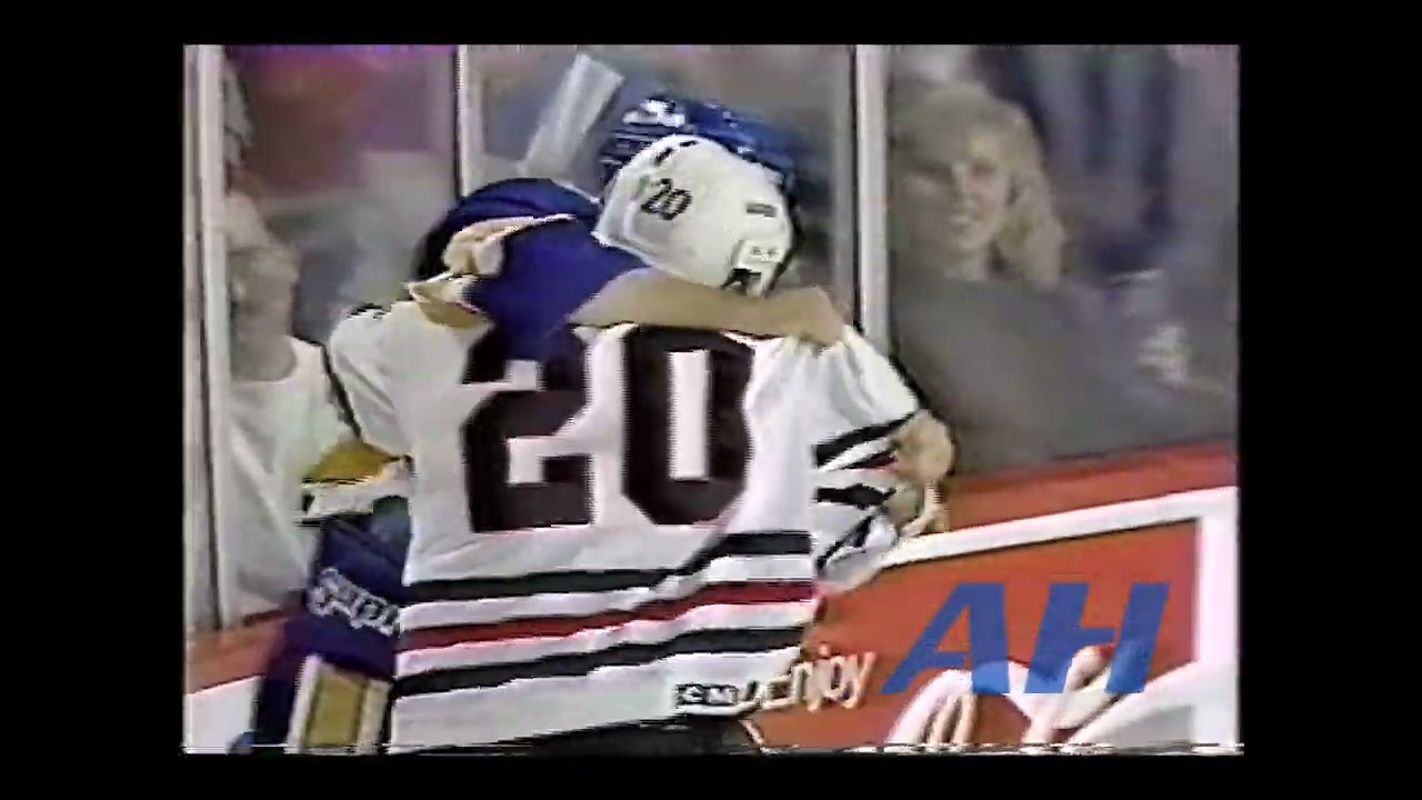 NHL Oct. 26, 1993 Darin Kimble,CHI v Basil McRae,STL Chicago Blackhawks St. Louis Blues