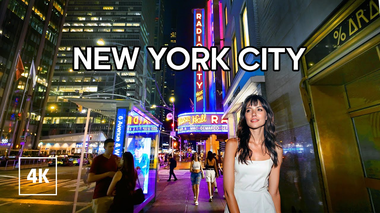New York Night Walk - Relaxing Evening Walk in MANHATTAN
