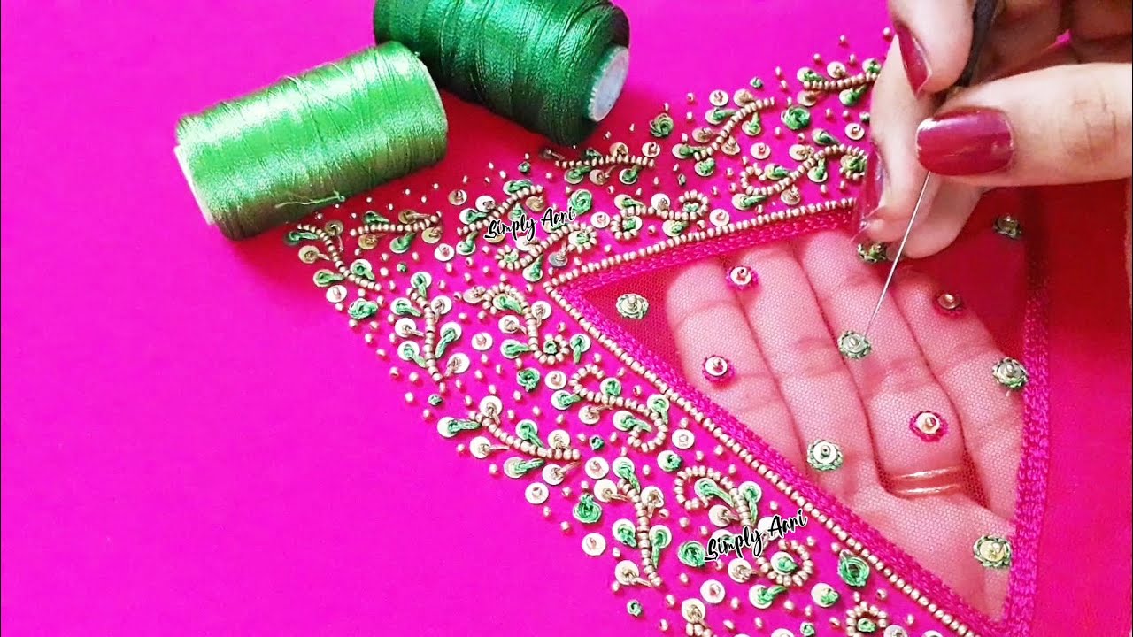 Aari Work Blouse 87 | Trending Net Work Sleeve Designing | Simply Aari