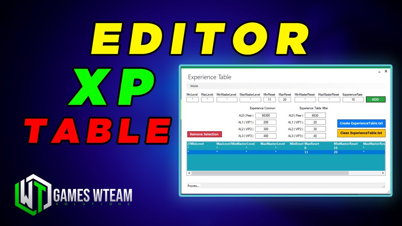 Editor de ExperienceTable.txt Louis Emulator, como editar XP tabelada Mu Online
