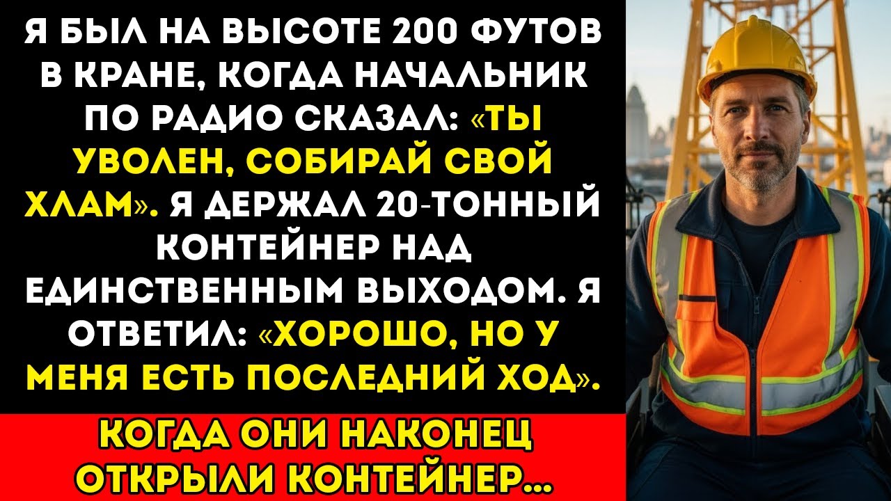Меня уволили в кране на высоте 200 футов со словами «собирай свой мусор» — я опустил 20-тонный…