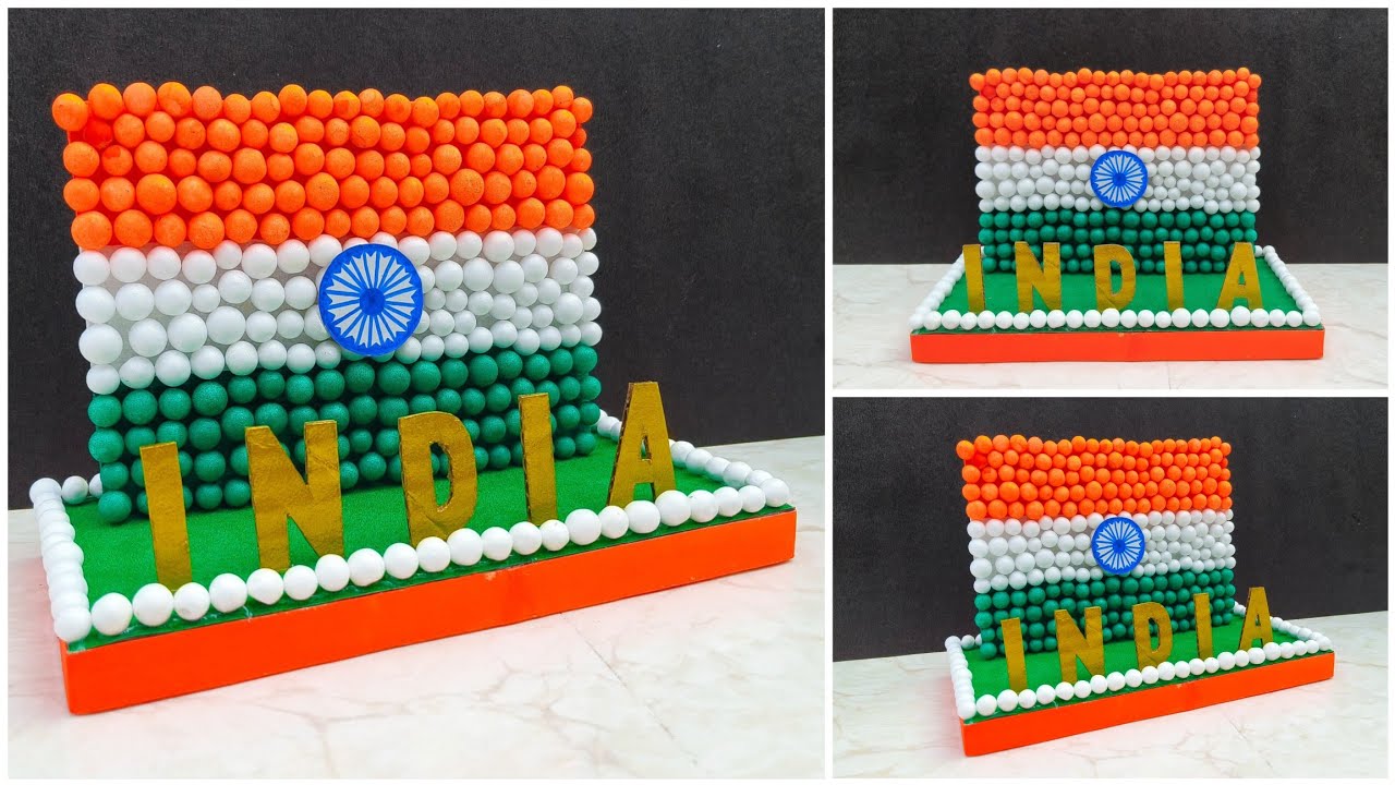 🇮🇳 DIY Indian Flag 3D Model | Easy School Project Craft for Independence Day & Republic 