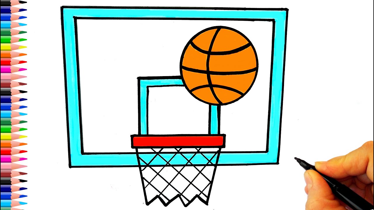 Basketbol Topu ve Basketbol Potası Çizimi 🏀 Kolay Çizimler - How to Draw Basketball Hoop and Ball