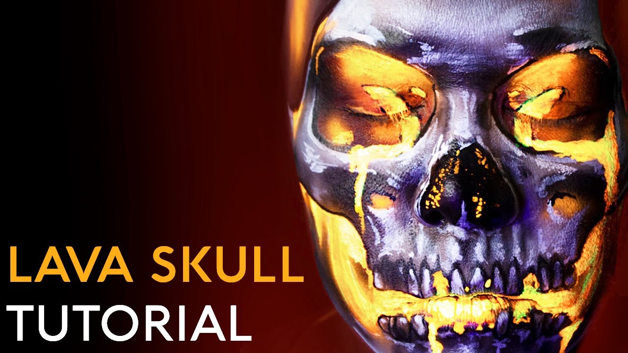 Glowing Lava Skull Face Paint