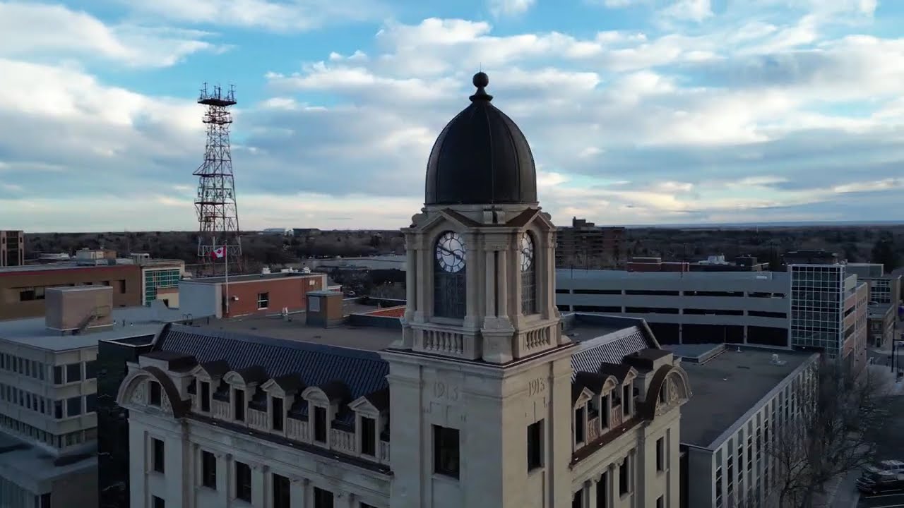 Birds Eye View of Downtown Lethbridge, Alberta, Canada | Drone Flights around the City of YQL | UHD