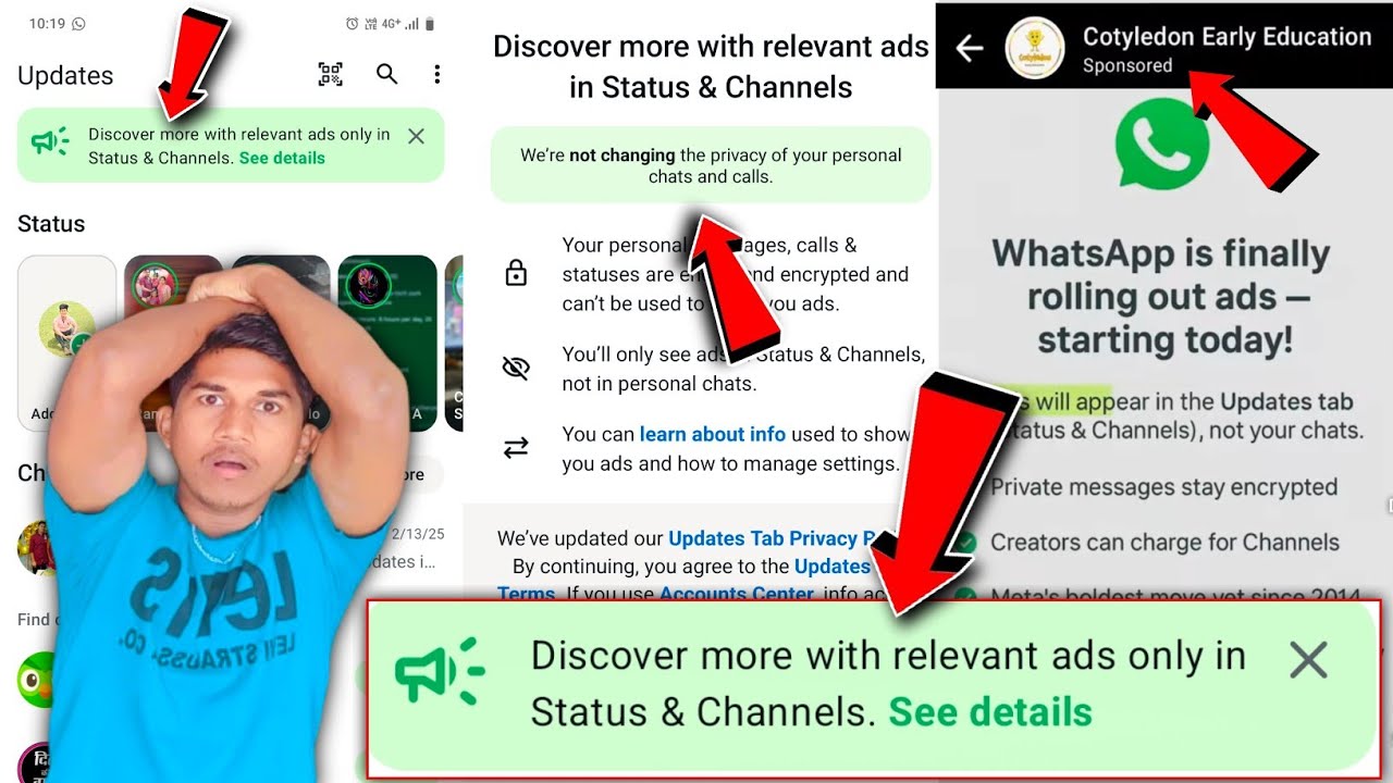 Ads on WhatsApp 😭 discover more with relevant ads only in status and channel WhatsApp