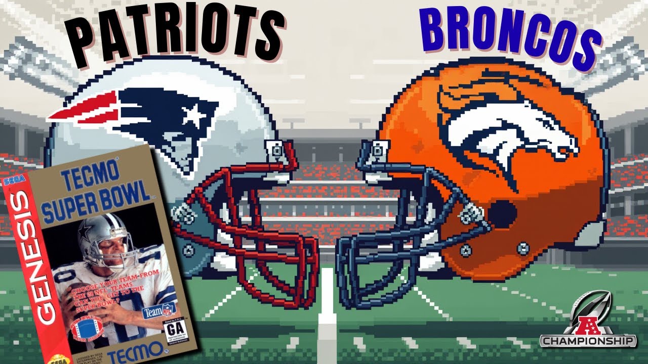 New England Patriots vs Denver Broncos | Tecmo Super Bowl Gameplay (Sega Genesis)