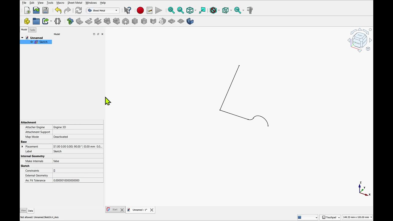 Using a Sketch in FreeCAD Sheet Metal