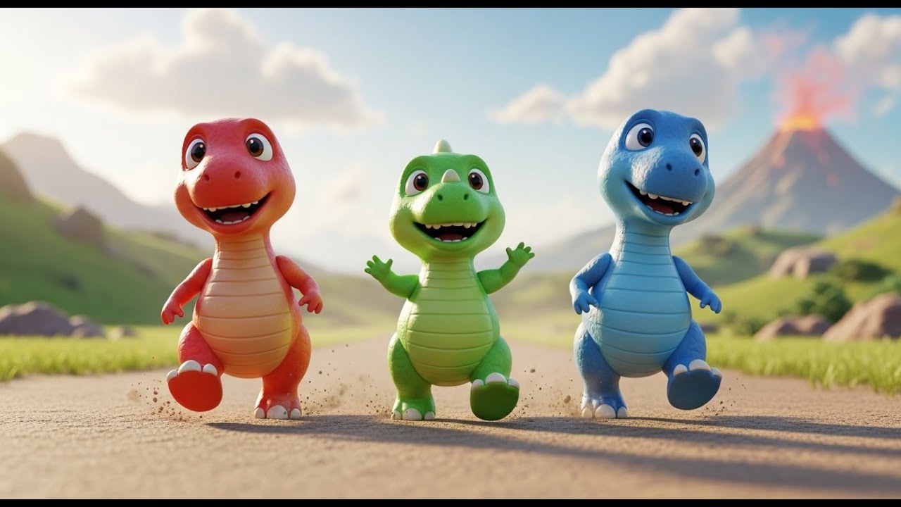 Three Little Toy Dinosaurs Stomp Stomp St AV1 | Nursery Rhymes for Kids & Baby Songs