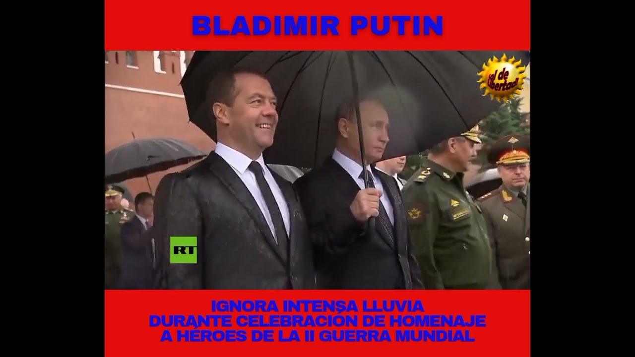 Putin Ignora lluvia en Homenaje a Héroes de la II Guerra Mundial