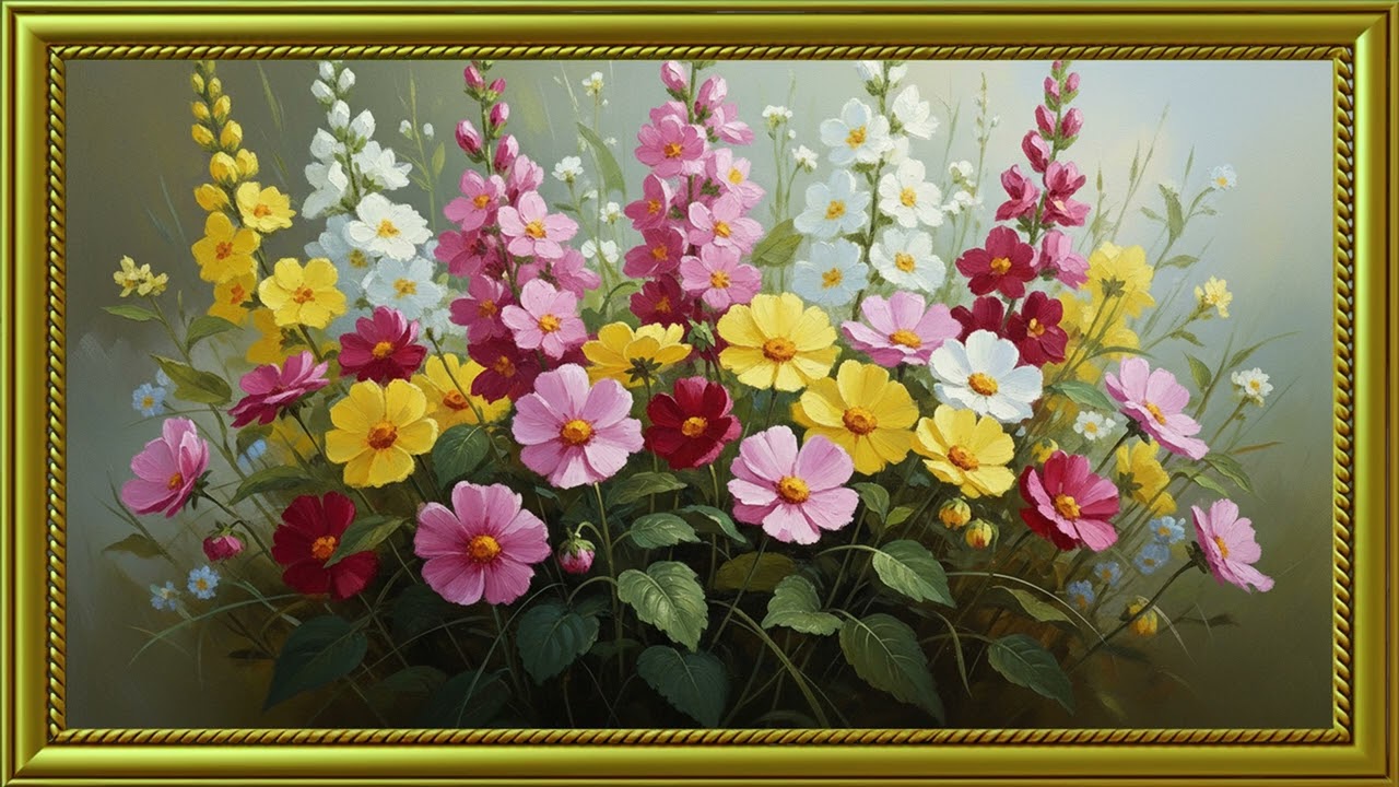 Elegant Garden Blossoms Still Life | Timeless Vintage Oil Painting Showcase