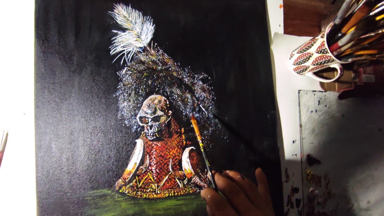 Naga headhunters warrior  Hat 😱😱acrylic🎨🖌️🖌️