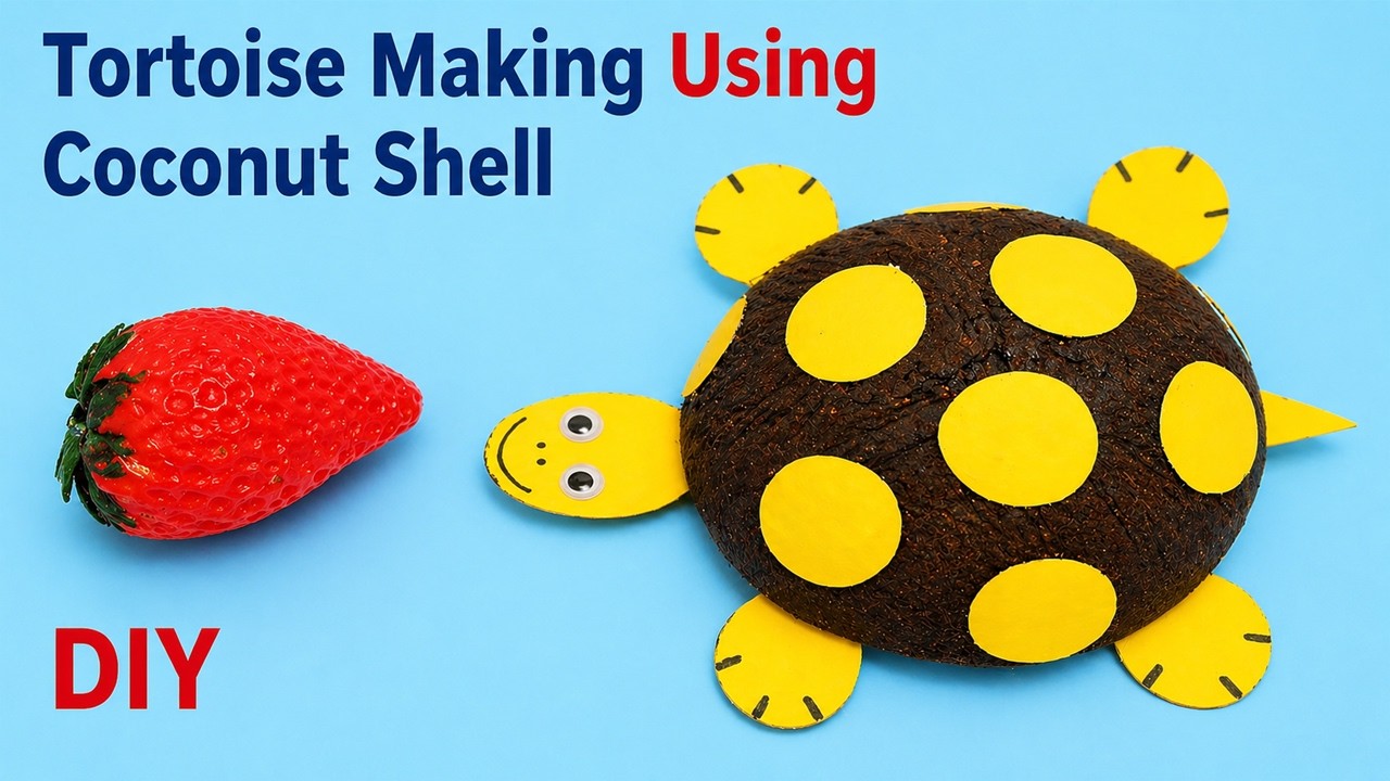 Tortoise Making with Coconut Shell | Best Out of Waste | DIY | TORTOISE MAKING | howtofunda