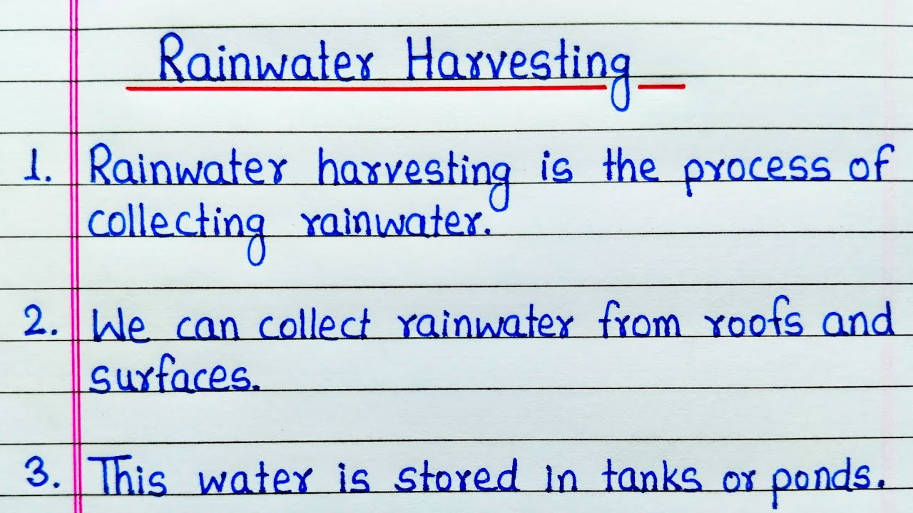 Essay on Rainwater Harvesting/Rainwater Harvesting Paragraph/Write 10 lines on Rain Water Harvesting