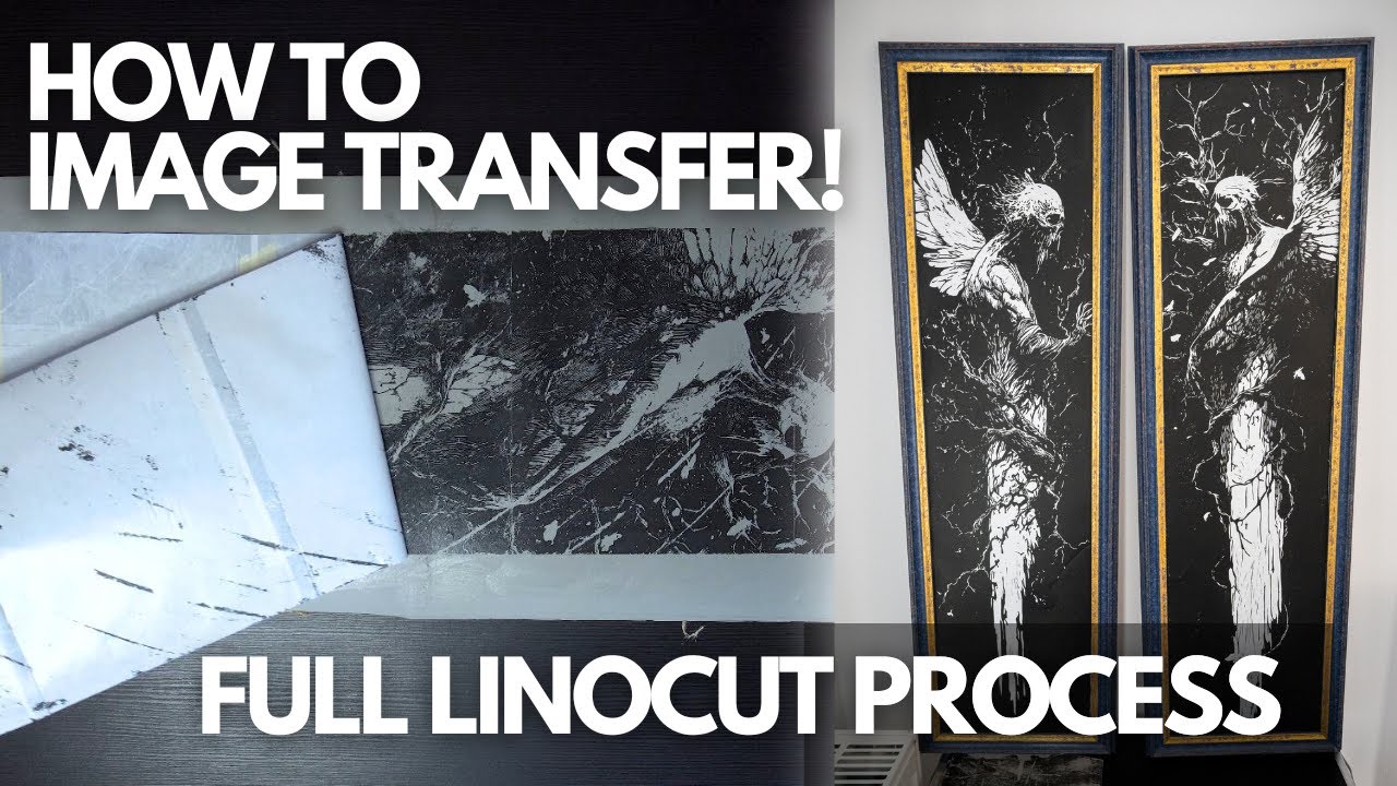 Easy image transfer method + full linocut carving & printing process 