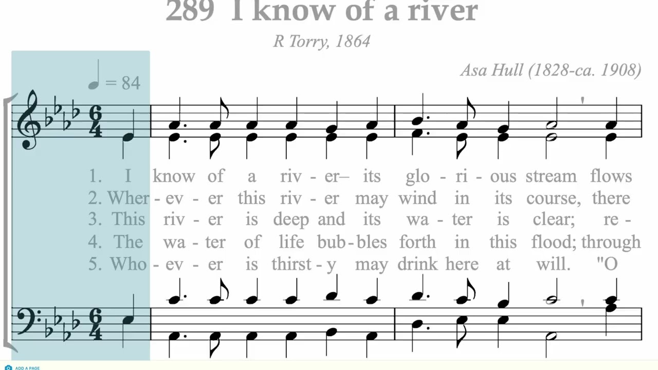 Hymnal 289 I know of a river