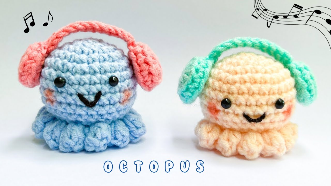 🐙 Вязаный крючком брелок 🎧 Как связать крючком брелок амигуруми в виде осьминога | Легко для начи...