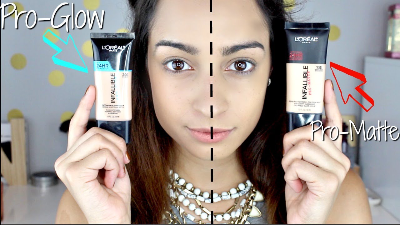 NEW LOREAL Infallible PRO-GLOW  VS  PRO-MATTE Foundation Review!!