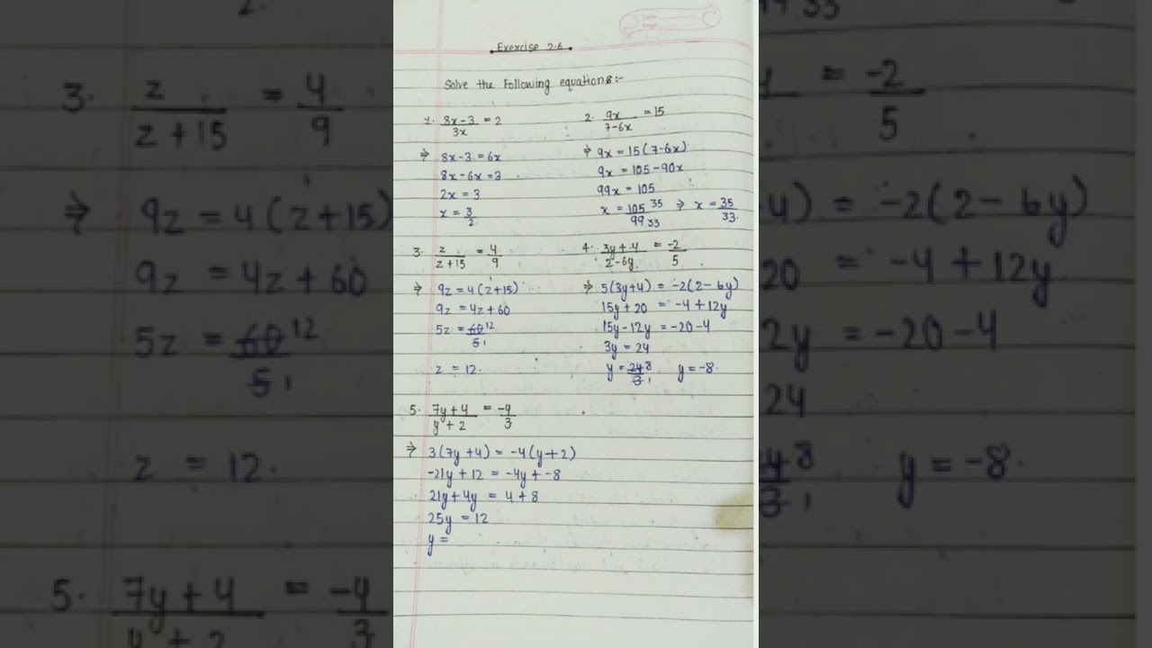Class-8, Exercise 2.6,Math, +---(linear equations in one variable)----+