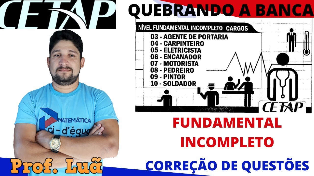 QUEBRANDO A BANCA - MEGA REVISÃO CETAP -  NÍVEL FUNDAMENTAL INCOMPLETO - PROVA SESMA