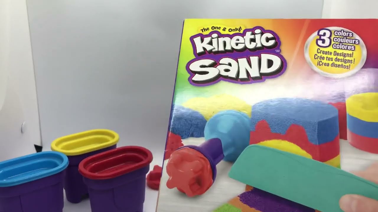 Kinetic Sand Rainbow Mix Set with Yellow, Blue, Red, Purple and Orange Sand