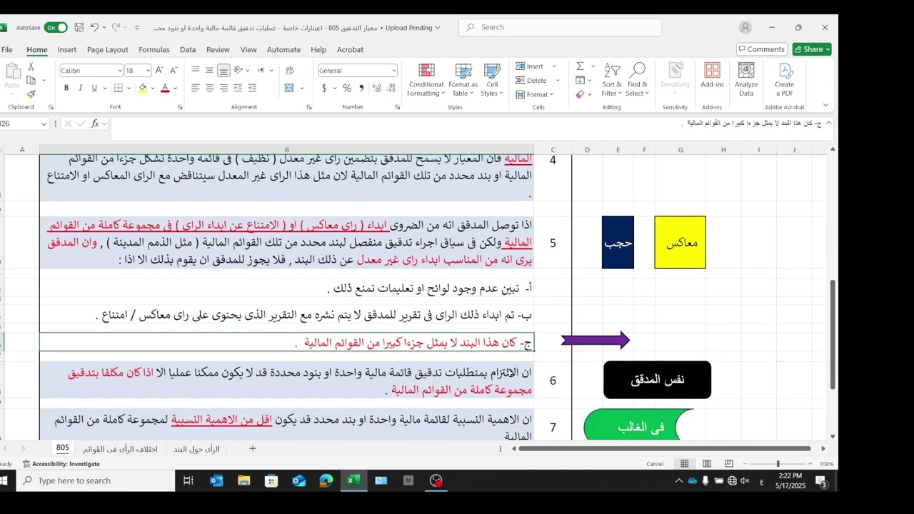 المحاضرة 37 (معيارالتدقيق الدولى 805) -إعتبارات خاصة -تدقيق قائمة أو بنود محددة - الأستاذ لؤى عثمان