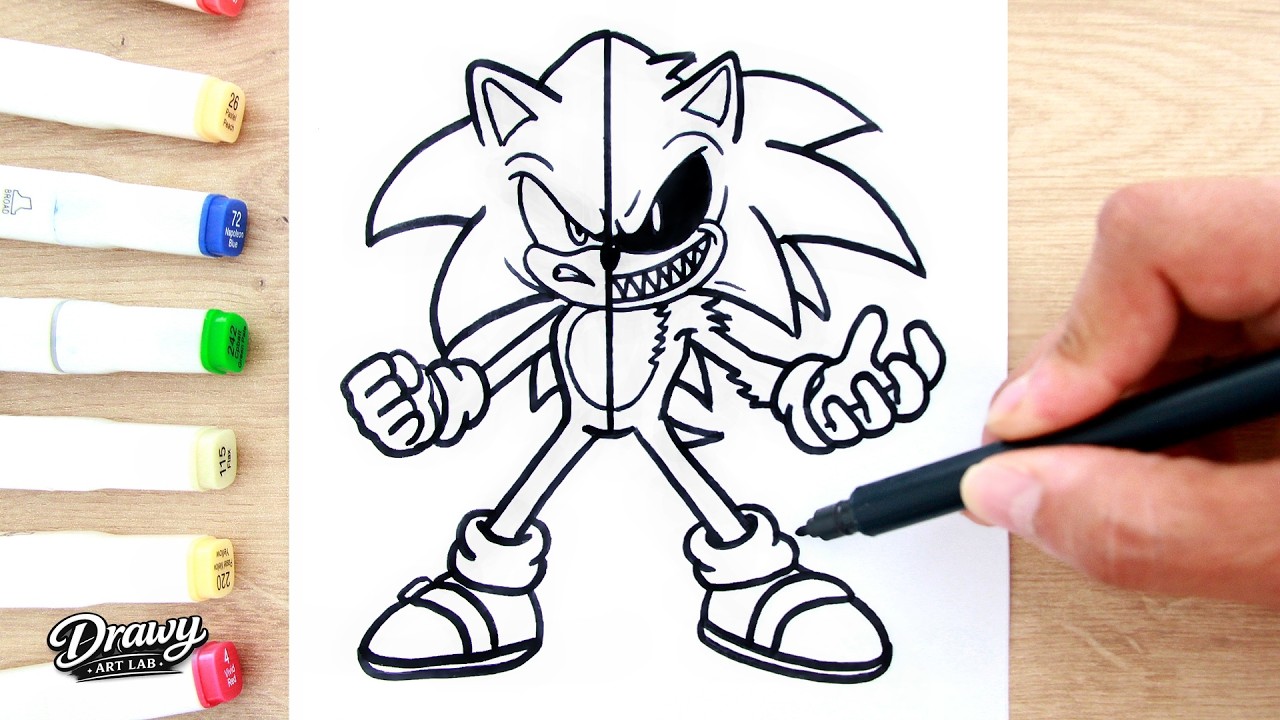How to Draw Sonic vs Sonic.EXE Like a Pro ✍️ | Split Transformation Drawing Tutorial