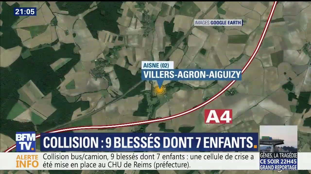 Une collision entre un bus et un camion fait 9 blessés, dont 7 enfants