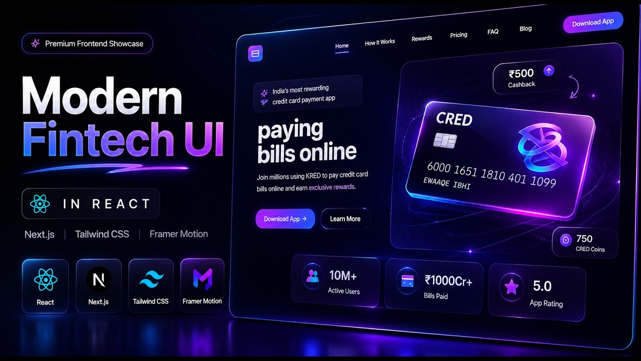 Modern Fintech UI in React 🔥 | Next.js Premium Banking Website