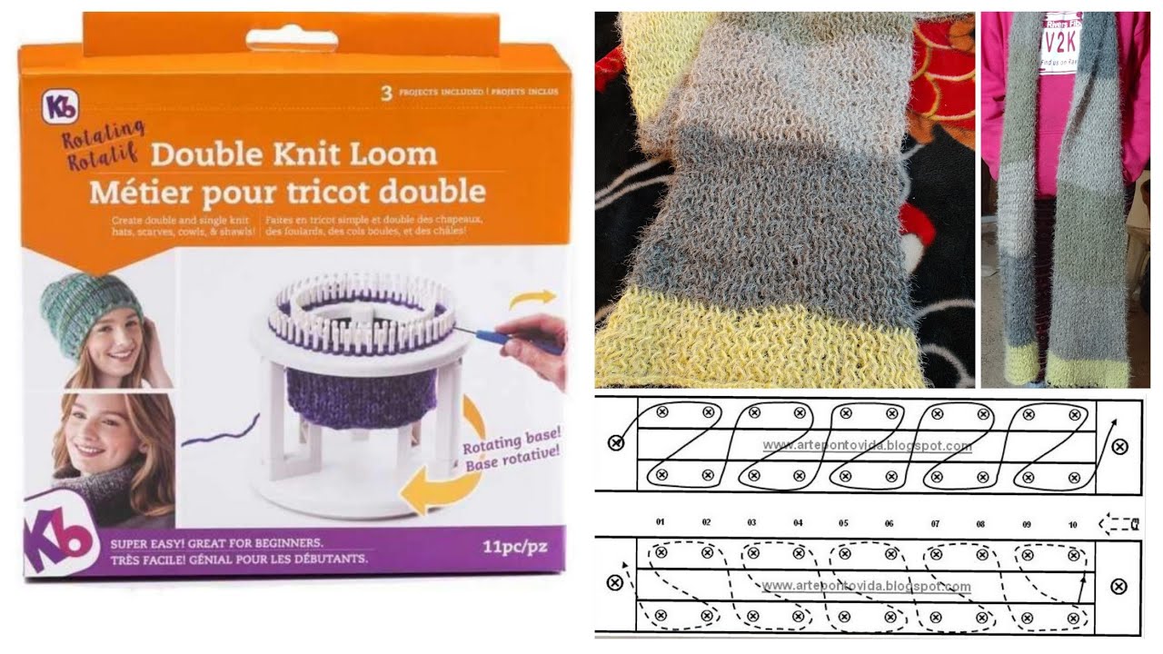 KB Rotating Double Knit Loom : Frame Stitch Scarf