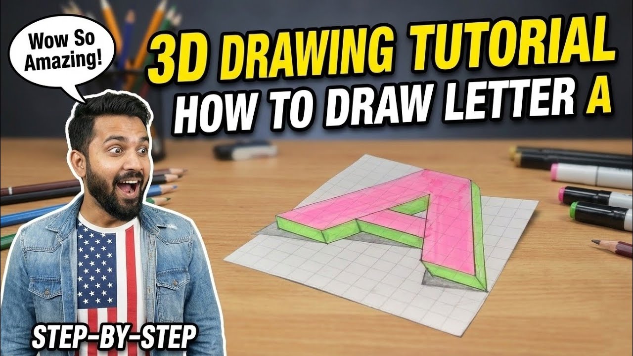 So Amazing 3D  Drawing Tutorial  How to Draw Letter A (Easy Trick Art) 
