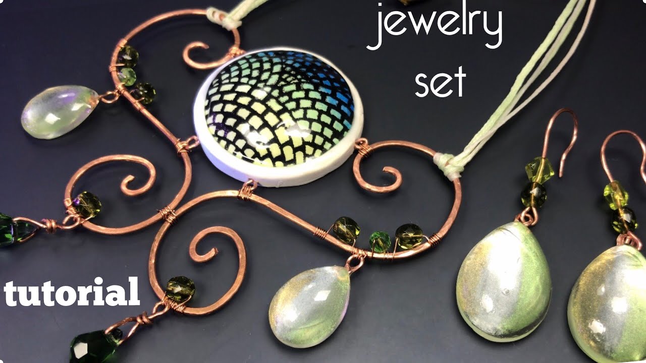 DIY. ЮВЕЛИРНЫЙ НАБОР, ИЗГОТОВЛЕННЫЙ ИЗ ПОЛИМЕРНОЙ ГЛИНЫ, СМОЛА, ПРОВОДА И БУСА