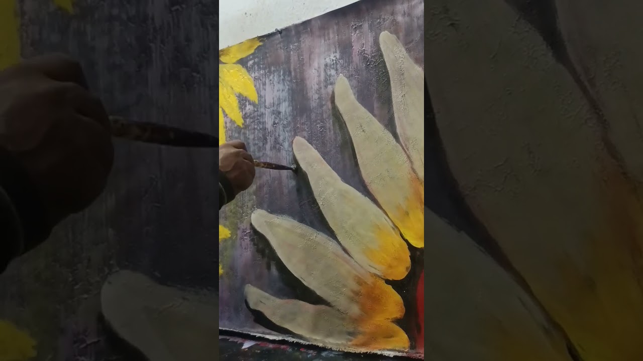 Abstract #painting #flower #acrylic colour #on #Canvas 