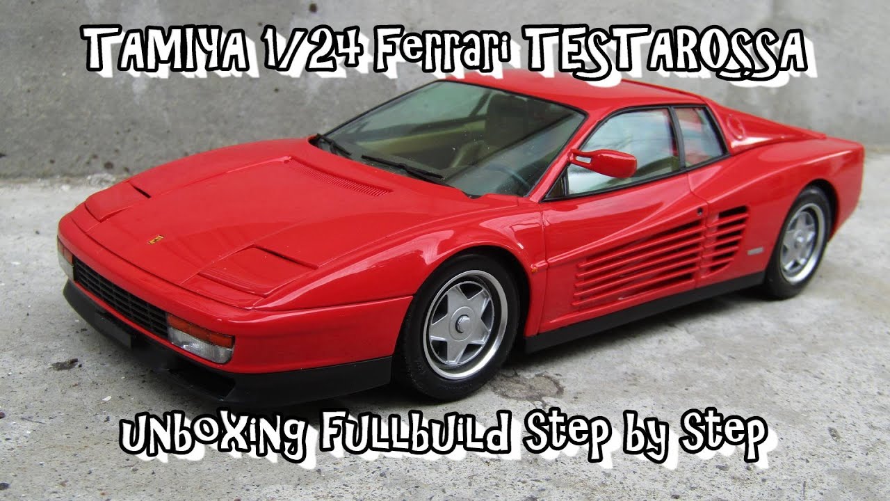 Scale Car Plastic Model TAMIYA 1/24 Ferrari TESTAROSSA unboxing fullbuild step by step