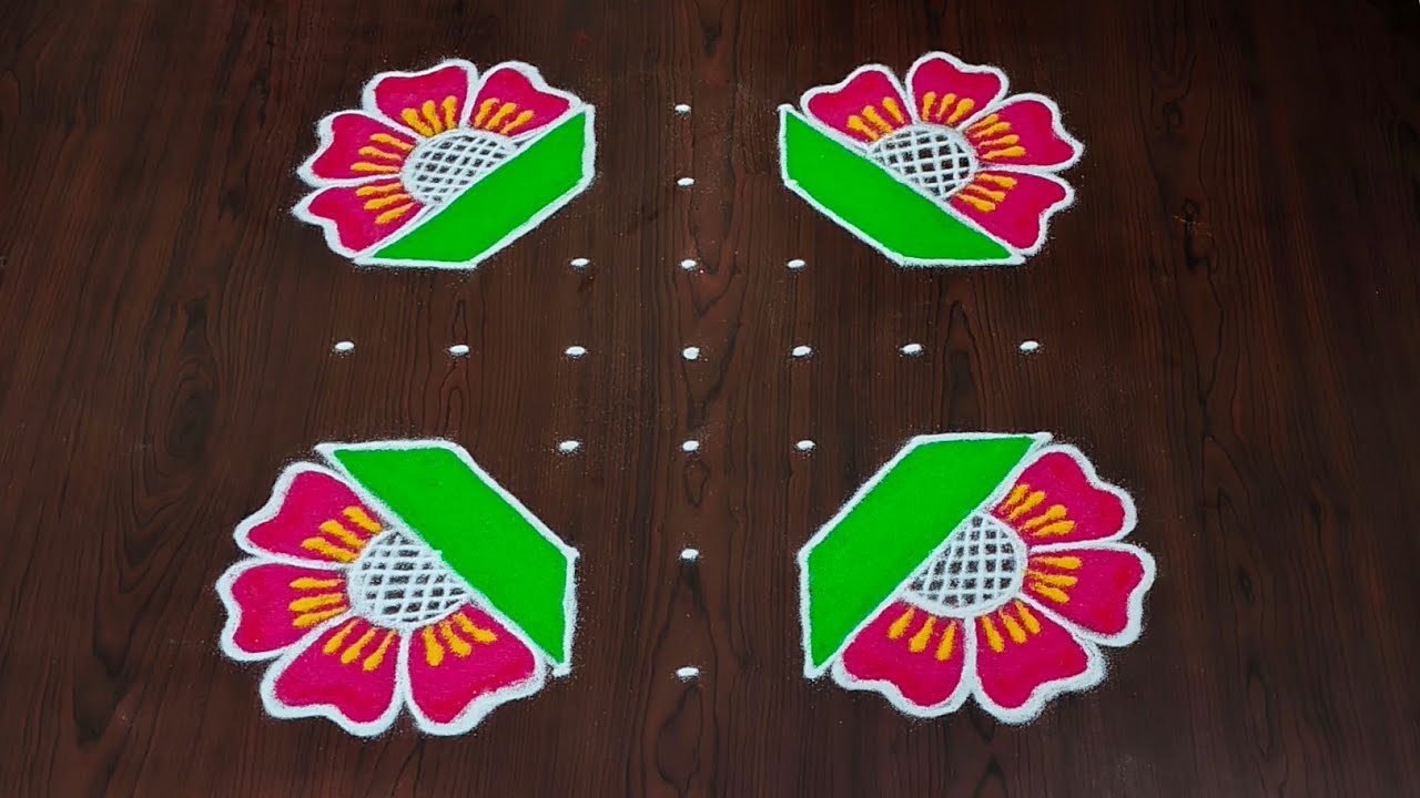 7&times;7dots beautiful sankranti special rangoli 🌹🌷|easy sankranti rangoli|Pongal kolams#Rang Kaa Rangoli