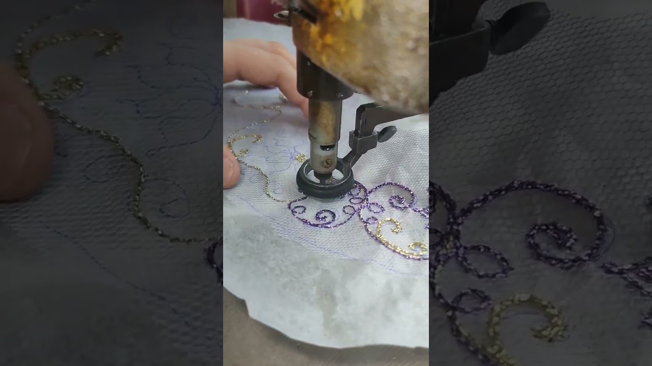 ASMR Chainstitch machine embroidery/ Тамбурная машинная вышивка по рисунку