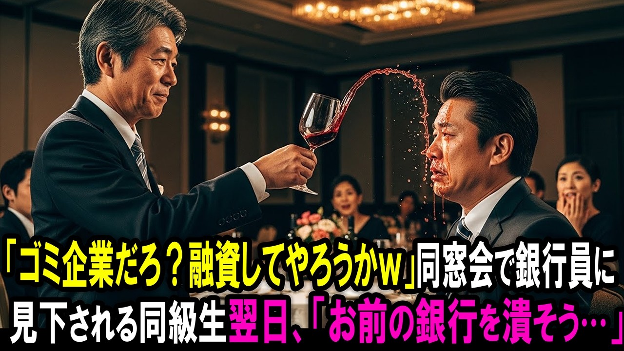 「お前ゴミ企業だろ？融資してやろうかw」同窓会で銀行員に嘲られた老人。翌日、500億円の口座解約で支店長が土下座した。