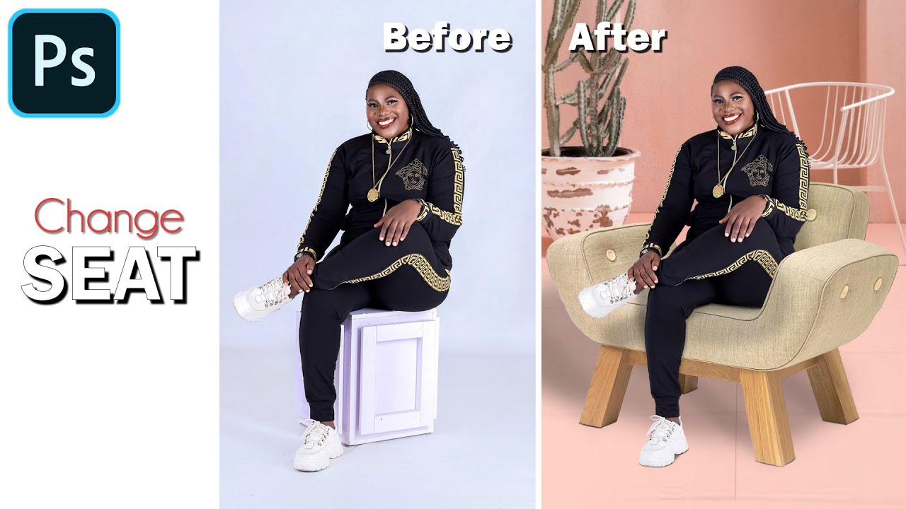 Манипуляция в Photoshop, размещение изображения на стуле, секрет