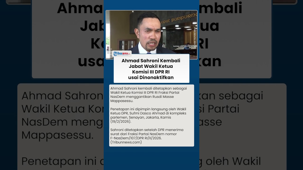 Ahmad Sahroni Kembali Jabat Pimpinan Komisi III DPR RI usai Dinonaktifkan atas Pernyataan Viralnya