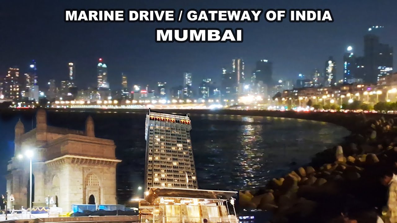 Mumbai Night View of Marine Drive, Gateway of India and Taj Hotel | Mumbai Nightlife | Part - 01
