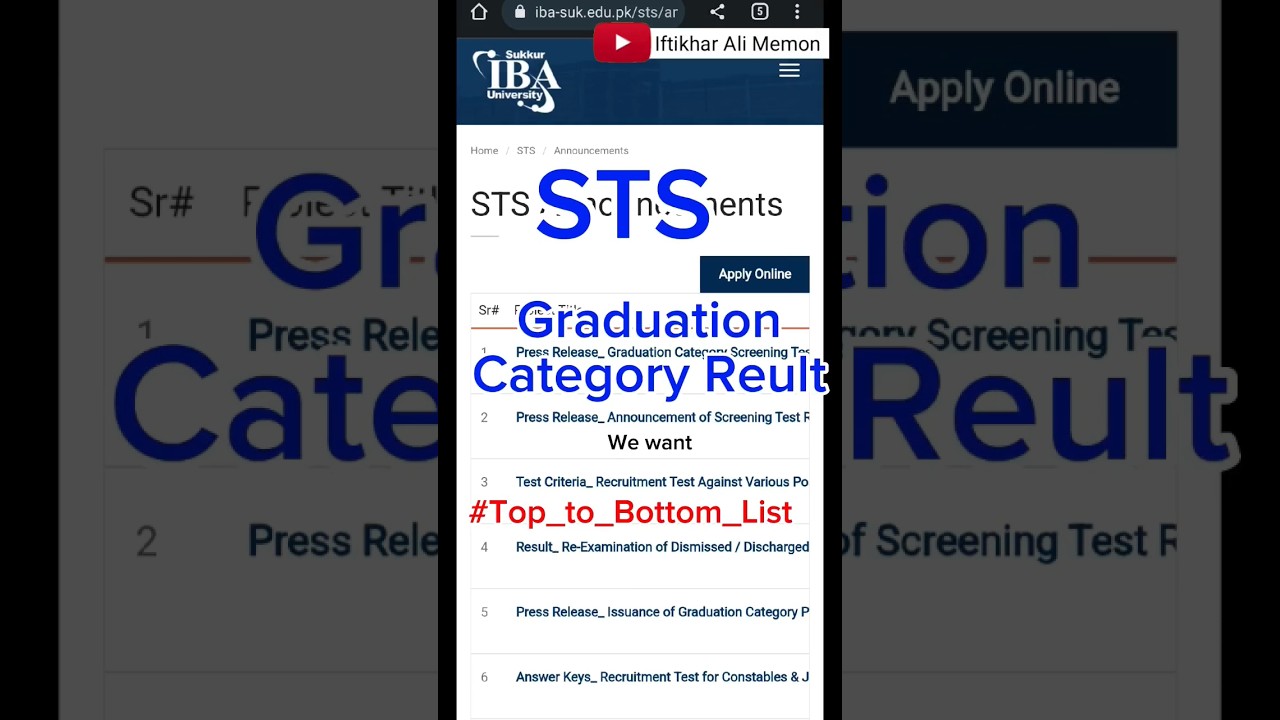 Top to Bottom Merit List of BPS 5 to 15 jobs SIBA Testing Service Sindh govt jobs 