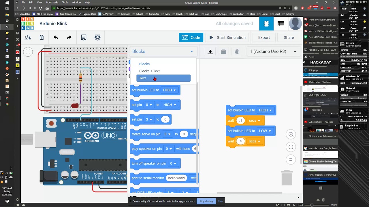 TinkerCad Arduino Basic Blink